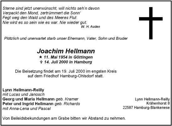 Hamburger Abendblatt, Familienanzeigen, 17.07.2000